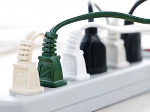 Electric plugs on an adapter