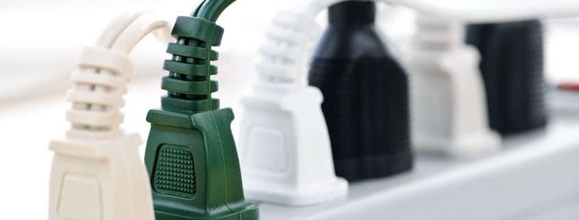 Electric plugs on an adapter