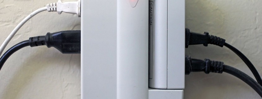 Electric plugs on an adaptor