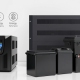 Different UPS battery types and UPS system with power connection indicators